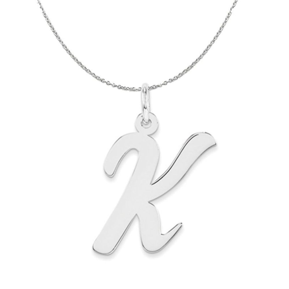 Silver Madison Collection LG Classic Script Initial K Necklace - 18 In